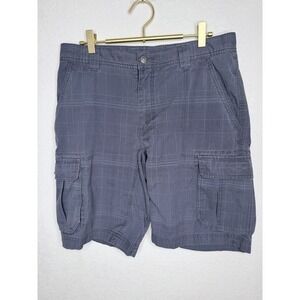 Koppen Cargo Shorts Mens 32 Blue Plaid Casual Outdoor Athleisure